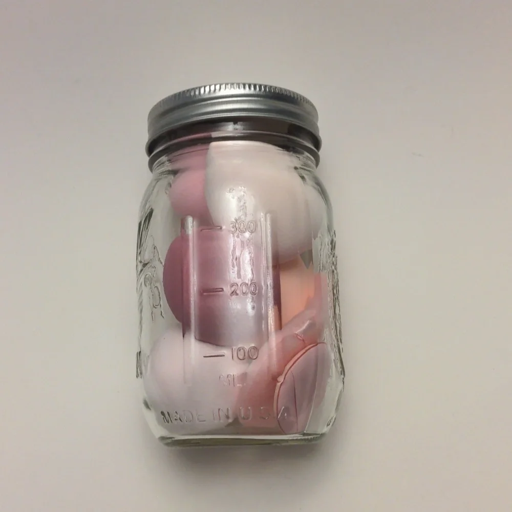 Beauty Blenders in Glass Mason Jar Pink set of 7